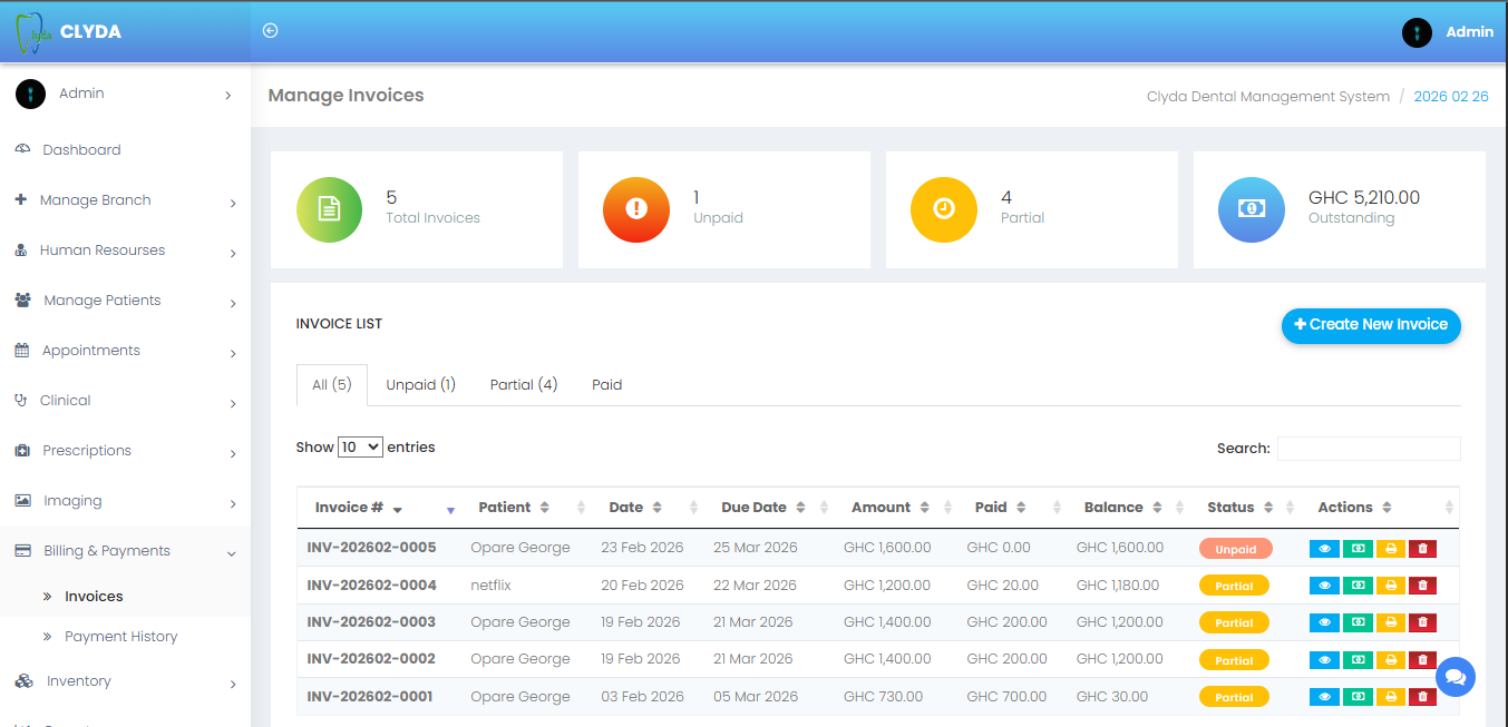 TechWaiv dental invoice and billing module